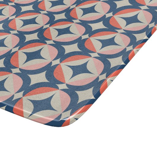 Planche À Découper Motif géométrique bleu et corail (Coin)