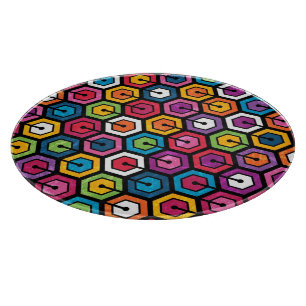 Planche À Découper Motif géométrique coloré avec des hexagones