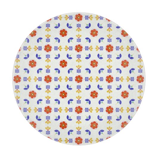 Planche À Découper Motif géométrique de fleur au néon d'art populaire (Devant)