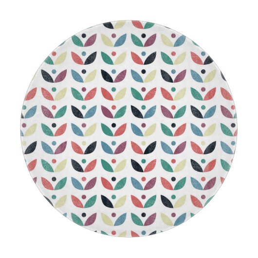 Planche À Découper Motif géométrique floral d'art populaire (Devant)