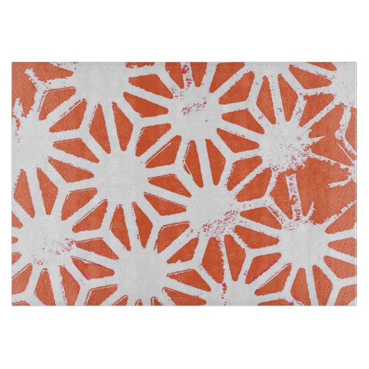 Planche À Découper Motif géométrique orange et blanc (Devant)