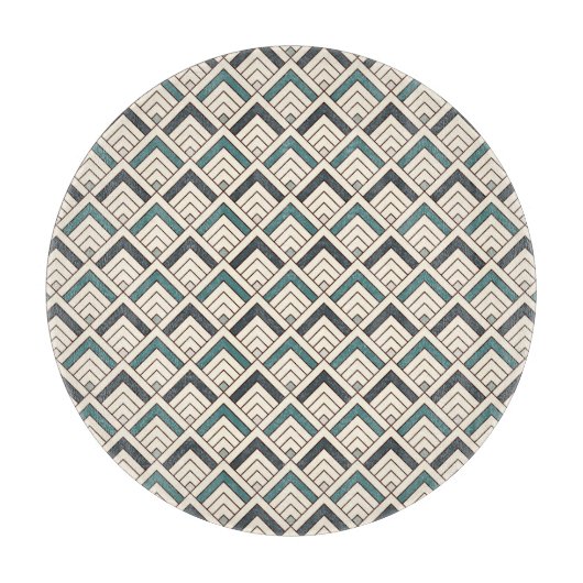 Planche À Découper Motif géométrique turquoise (Devant)