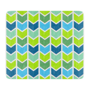 Planche À Découper Motif géométrique vert et bleu moderne de Chevron