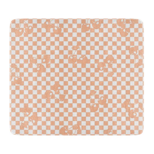 Planche À Découper Motif Gingham Cerise Fuzz pêche (Devant)