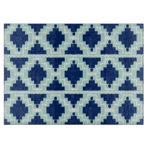 Planche À Découper Motif Ikat Aztec - Indigo et bleu clair
