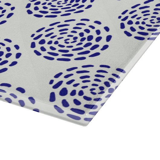 Planche À Découper Motif indigo bleu foncé rayé sur blanc (Coin)