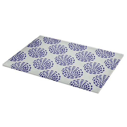 Planche À Découper Motif indigo bleu foncé rayé sur blanc (Coin)
