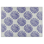Planche À Découper Motif indigo bleu foncé rayé sur blanc (Devant)