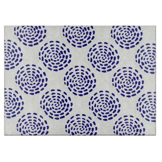 Planche À Découper Motif indigo bleu foncé rayé sur blanc (Devant)