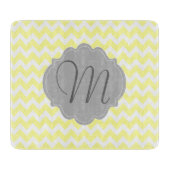 Planche À Découper Motif jaune-clair et gris décoré d'un monogramme (Devant)