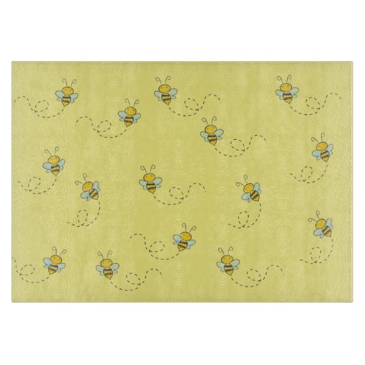 Planche À Découper Motif jaune d'abeille occupée (Devant)