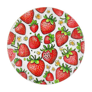 Planche À Découper Motif Juicy Red Strawberries