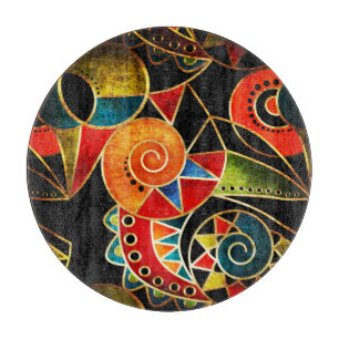 Planche À Découper Motif Lumineux Géométrique Tribal Ethnique.