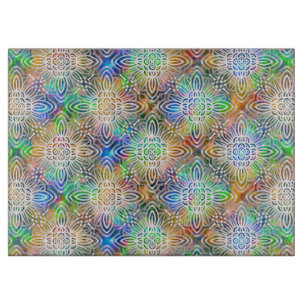 Planche À Découper Motif Mandala Blanc Sur Des Tons Bijoux Colorés