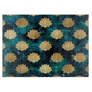 Planche À Découper Motif Mandala Dharma Galaxie Or et Vert Foncé