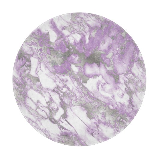 Planche À Découper Motif marbre argent et violet clair moderne (Devant)