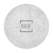 Planche À Découper Motif Marbre Gris de Nom Personnalisé Moderne (Devant)