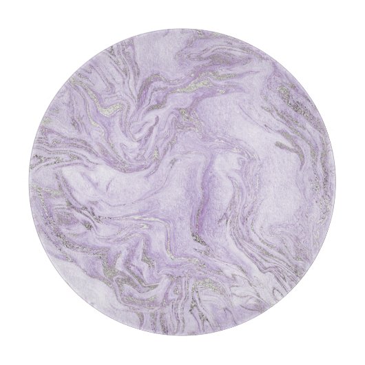 Planche À Découper Motif marbre moderne violet clair et argent (Devant)