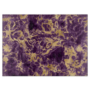 Planche À Découper Motif marbre moderne violet et or