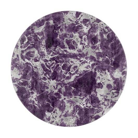 Planche À Découper Motif marbre violet et argent moderne (Devant)