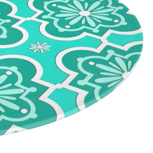 Planche À Découper Motif marocain en tuiles - Turquoise et Aqua (Coin)
