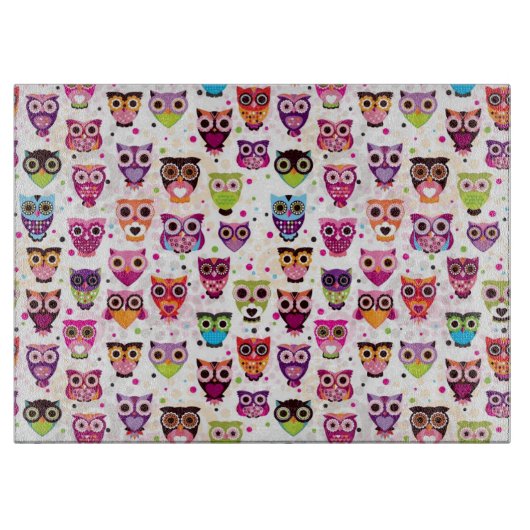 Planche À Découper Motif mignon d'arrière - plan de hibou pour des (Devant)