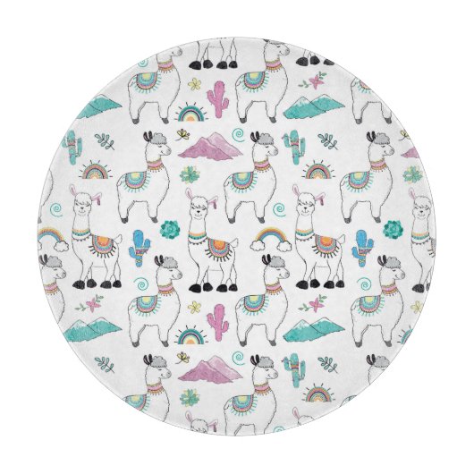 Planche À Découper Motif mignon de lama de bande dessinée (Devant)