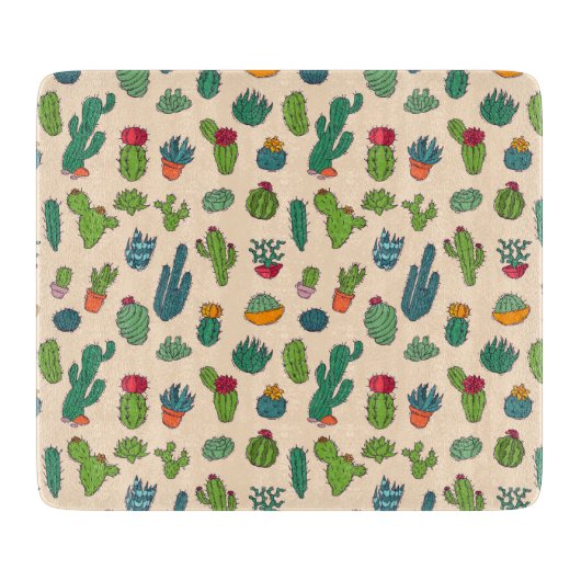 Planche À Découper Motif mignon de position de cactus (Devant)