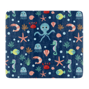 Planche À Découper Motif mignon de vie marine de l'océan
