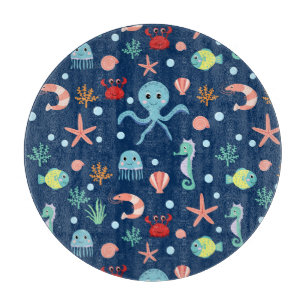 Planche À Découper Motif mignon de vie marine de l'océan