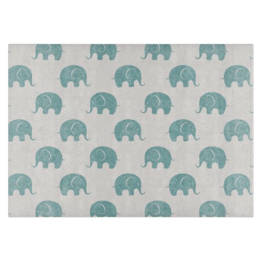 Planche À Découper Motif mignon turquoise d'éléphant (Devant)