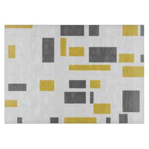 Planche À Découper Motif moderne, simple, cool géométrique jaune gris