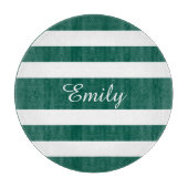 Planche À Découper Motif moderne vert rayé Nom (Devant)