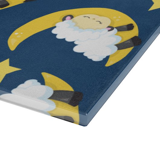 Planche À Découper Motif mouton, Mouton couché, Lune, Étoiles (Coin)