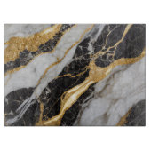 Planche À Découper Motif noir et Marbre blanc avec or (Devant)