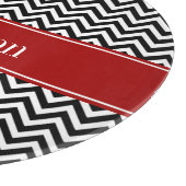 Planche À Découper Motif noir et rouge de Chevron personnalisé (Coin)