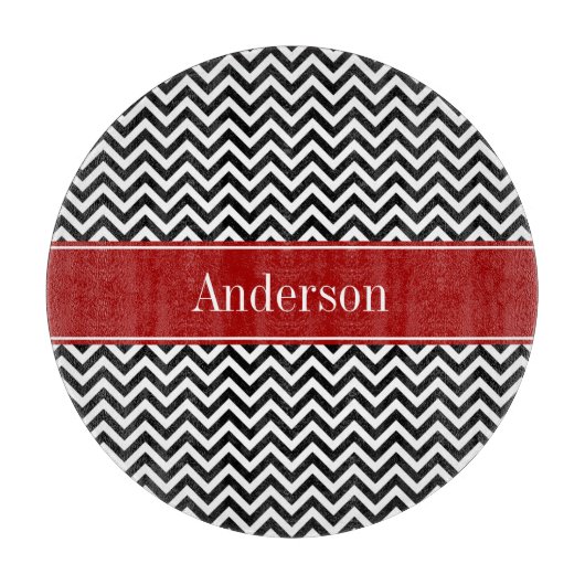 Planche À Découper Motif noir et rouge de Chevron personnalisé (Devant)