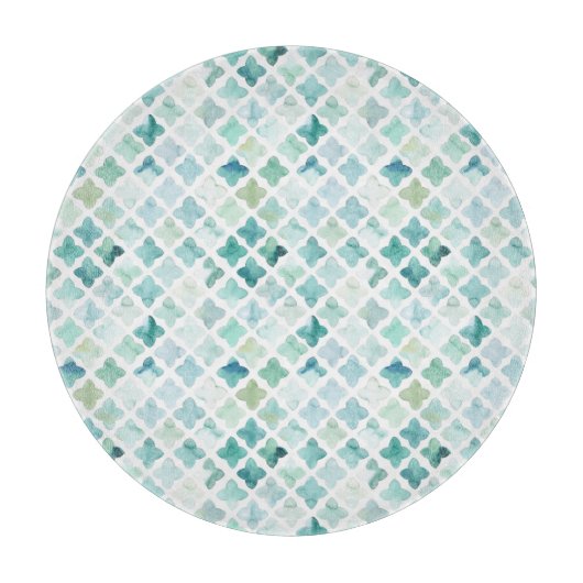 Planche À Découper Motif peint à la main de turquoise (Devant)