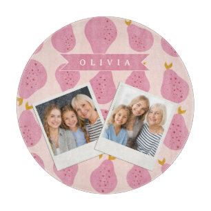 Planche À Découper Motif personnalisé de poire rose joli et fruité po