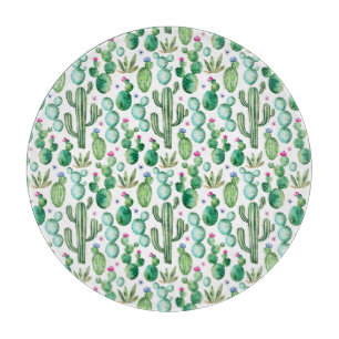 Planche À Découper Motif Plante de Cactus d'aquarelle