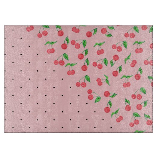 Planche À Découper motif pois noir cerisier d'aquarelle mignon (Devant)