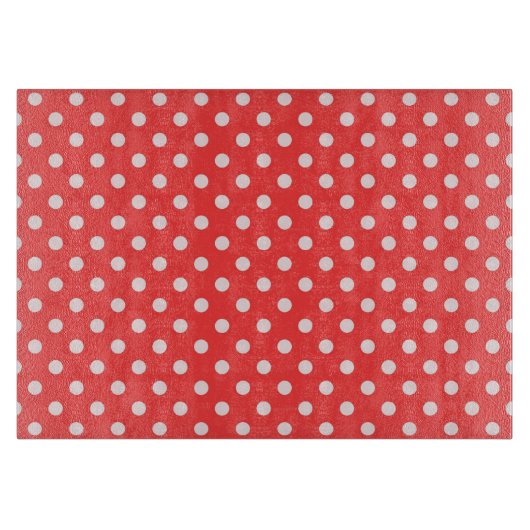 Planche À Découper Motif pois rouges corail et blancs (Devant)