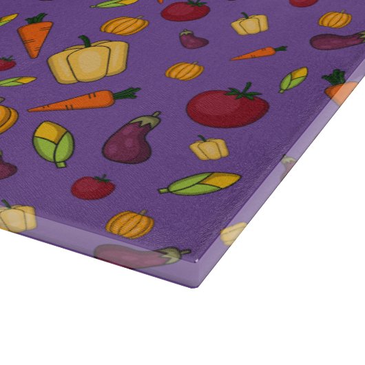 Planche À Découper Motif pourpre de légumes de la récolte de Thanksgi (Coin)
