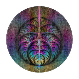 Planche À Découper Motif psychédélique coloré abstrait d'art fractal