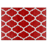 Planche À Découper Motif Quatrefoil marocain de Trellis rouge et blan (Devant)