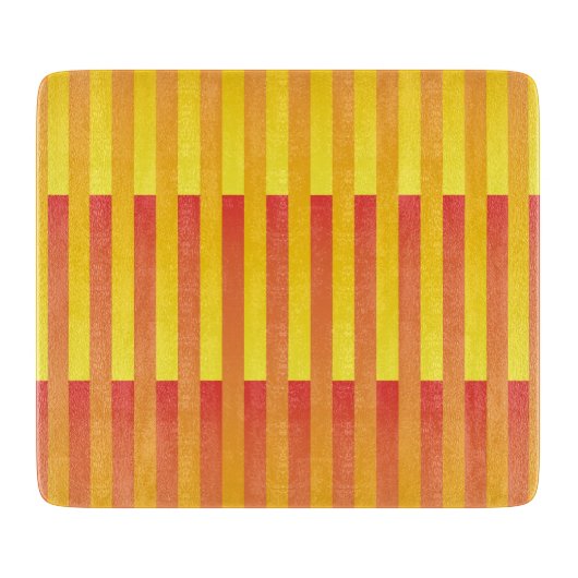 Planche À Découper Motif rayé orange jaune (Devant)