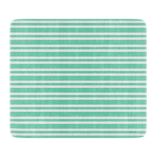 Planche À Découper Motif Rayures Blanches Aquamarine (Devant)