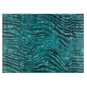 Planche À Découper Motif rayures de tigre ombré sarcelle pailleté Gla