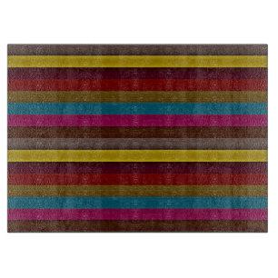 Planche À Découper Motif rayures multiples colorées rétro