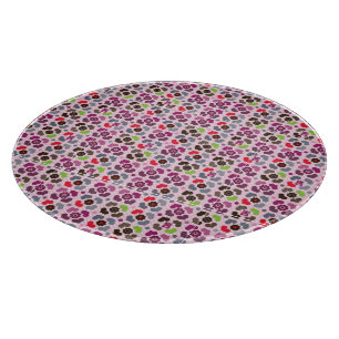 Planche À Découper motif rose de fleurs et de hiboux